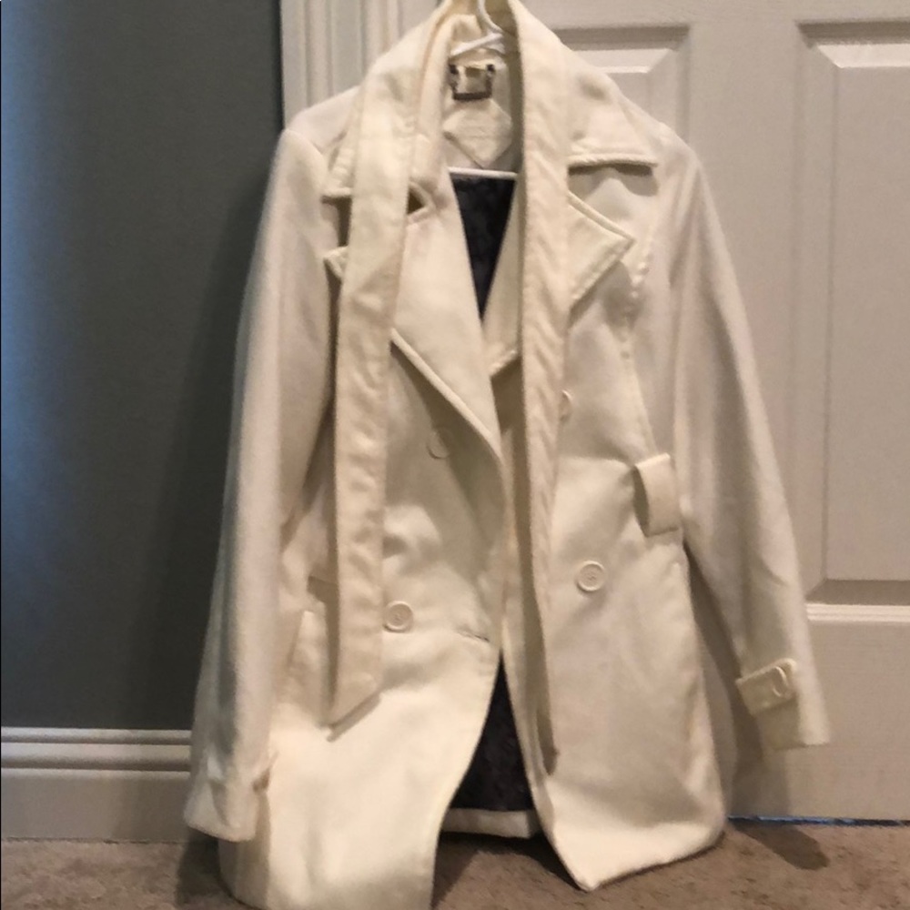 Cream pea coat style